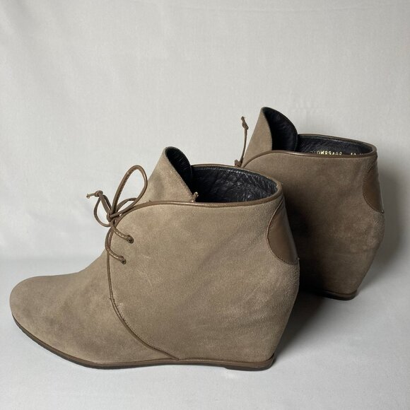 Stuart Weitzman Taupe Suede Hidden-Wedge Lace-Up Boot - Picture 7 of 8